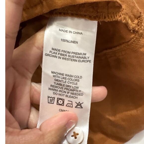 Quince Womens Small 100% European Linen Sleeveless Swing Dress Terracotta - Picture 7 of 10